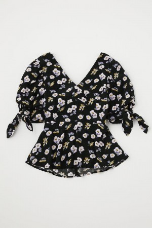 Dámské Halenka Moussy Floral Printed Ribbon Černé | TMC6850IK