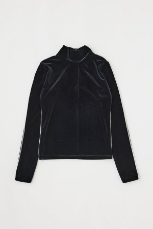 Dámské Halenka Moussy High Neck Velour Top Černé | BKN1722SD