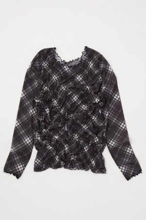 Dámské Halenka Moussy Sheer Check Mellow Top Černé | EAV5380VX