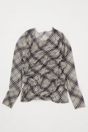 Dámské Halenka Moussy Sheer Check Mellow Top Hnědožlutý | JVV9296US