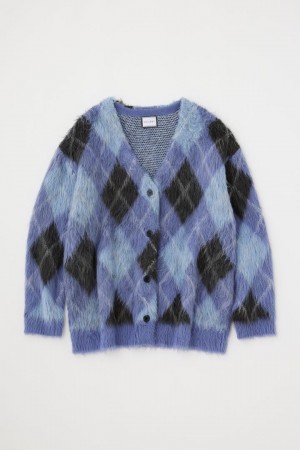 Dámské Kardigan Moussy Shaggy Knit Argyle Blankyt | LGX252RP