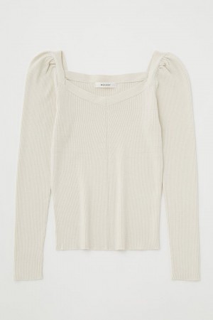 Dámské Košile Moussy Puff Shoulder Knit Top Bílé | JSW7842SI