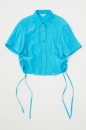 Dámské Košile Moussy Side Gather Shor Sleeve Tyrkysové | DFQ8216KD