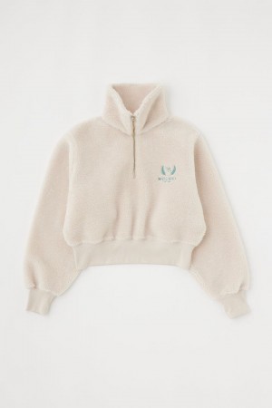 Dámské Mikiny Moussy Boa Half Zip Bílé | VVU9243OV