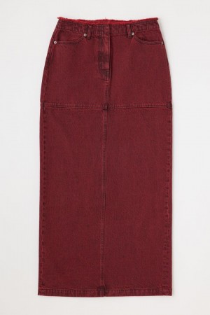 Dámské Sukně Moussy Acid Wash Pencil Maxi Tmavě Červené | CDM6073LE