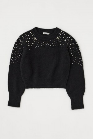 Dámské Svetry Moussy Beads Deco Knit Černé | DSV6246AR