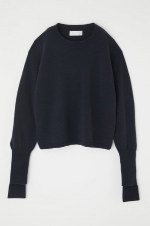 Dámské Svetry Moussy Bump Sleeve Knit Top Tmavě Tmavě Blankyt | GJW5472ED