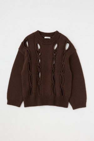 Dámské Svetry Moussy Cut Out Design Knit Tmavě Hnědé | JGY7540WP