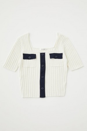 Dámské Svetry Moussy Front Button Knit Top Bílé | XEL7051YV