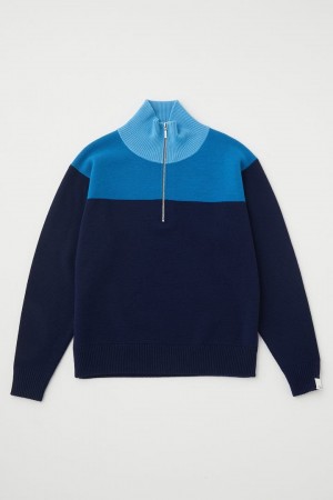 Dámské Svetry Moussy Half Zip Knit Top Tmavě Blankyt | QIY6685NX