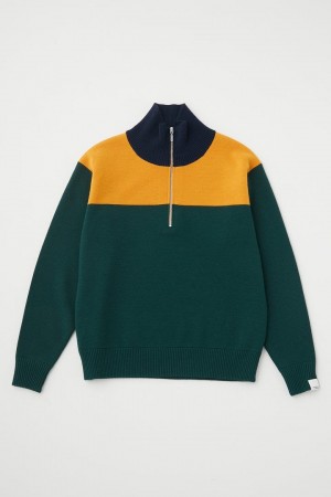 Dámské Svetry Moussy Half Zip Knit Top Zelene | GAC3657CY