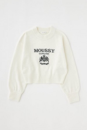 Dámské Svetry Moussy Jacquard Knit Top Bílé | IKO1092KX