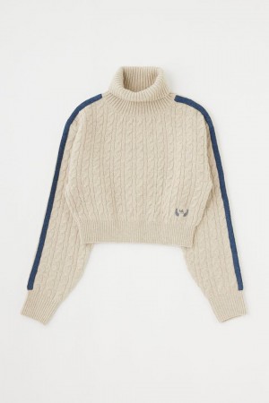 Dámské Svetry Moussy Line Sleeve Cable Knit Top Bílé | IFT4823HN