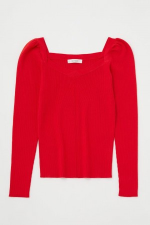 Dámské Svetry Moussy Puff Shoulder Knit Top Červené | YGG6385GM