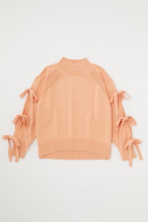 Dámské Svetry Moussy Ribbon Sleeve Loose Knit Světle Oranžové | QLO7853UX