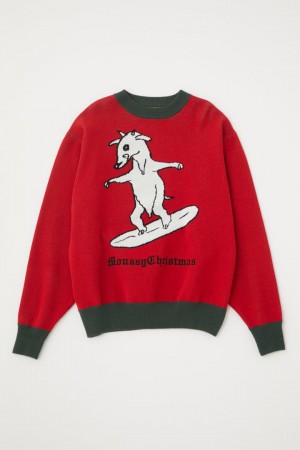 Dámské Svetry Moussy Yg Yagi Christmas Knit Červené | UNO3564MV