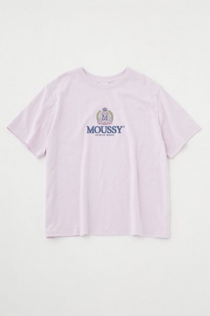 Dámské Tričko Moussy Classic Embroidery Tee Světle Fialové | DHE2244QV