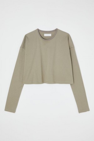 Dámské Tričko Moussy Cropped Long Sleeve Tee Hnědožlutý | GGQ251QZ