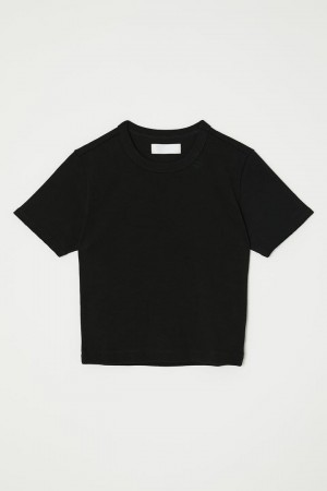 Dámské Tričko Moussy Cut Off Basic Tee Černé | GZO8656HA