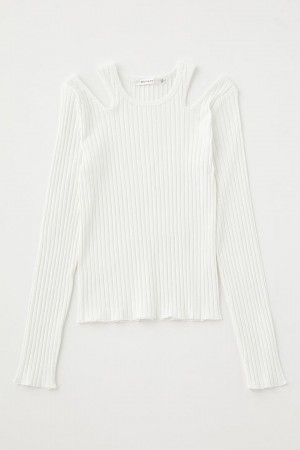 Dámské Tričko Moussy Cut Out Rib Bílé | TDU5125US