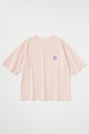 Dámské Tričko Moussy Embroidery Logo Print Tee Růžové | UTI7086BG