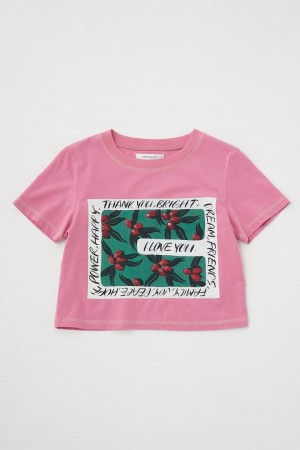 Dámské Tričko Moussy Flower Tiny Tee Růžové | LHA4645UI