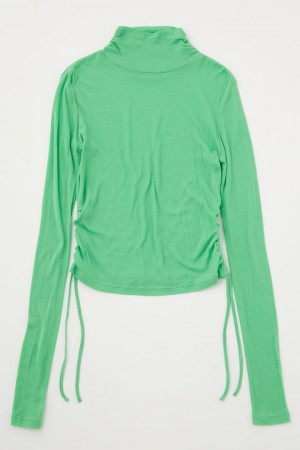 Dámské Tričko Moussy Gather Neck Drawstring Top Světle Zelene | BTT655FE