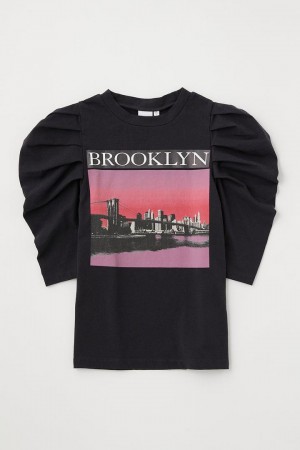 Dámské Tričko Moussy Tuck Sleeve Brooklyn Tee Světle Černé | TIR8512IE