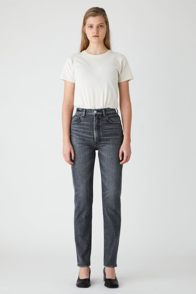 Dámské Džíny Moussy Plain Jeans Rovný Slim Světle Černé | BQQ4215BQ