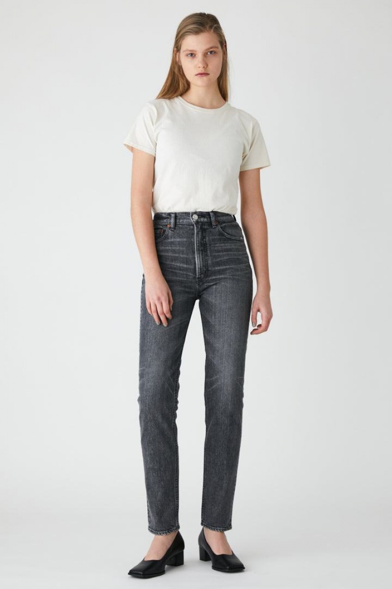 Dámské Džíny Moussy Plain Jeans Rovný Slim Světle Černé | BQQ4215BQ