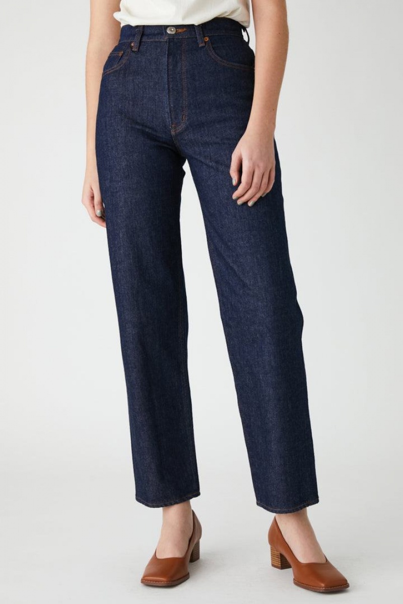 Dámské Džíny Moussy Plain Jeans Rovný Tmavě Blankyt | BUW768TY