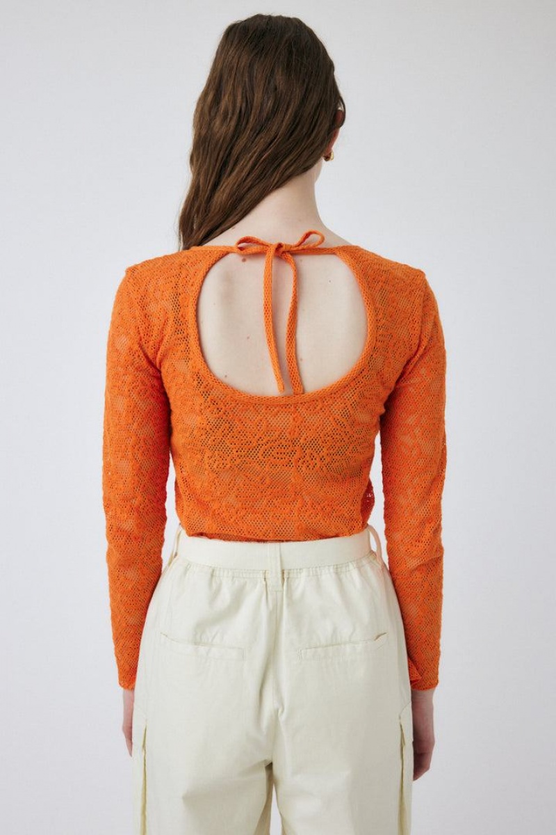 Dámské Halenka Moussy Back Open Krajkové Top Oranžové | QWB319NO