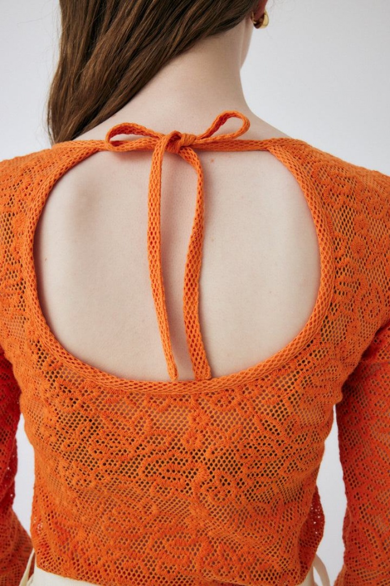 Dámské Halenka Moussy Back Open Krajkové Top Oranžové | QWB319NO