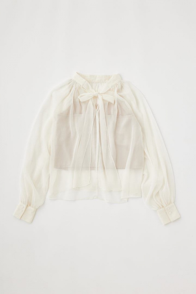 Dámské Halenka Moussy Back Ribbon Sheer Bílé | JBD9433LX