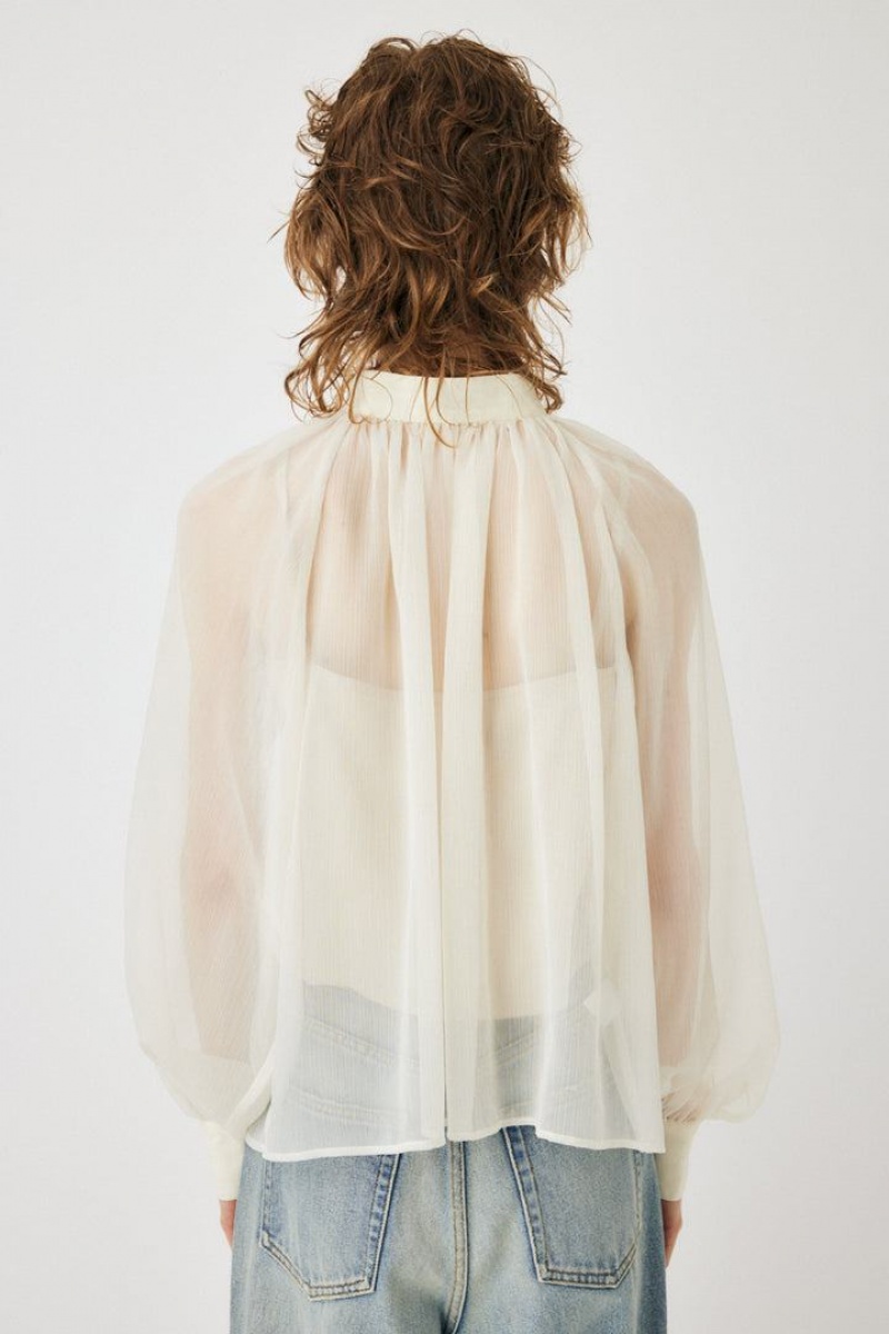 Dámské Halenka Moussy Back Ribbon Sheer Bílé | JBD9433LX