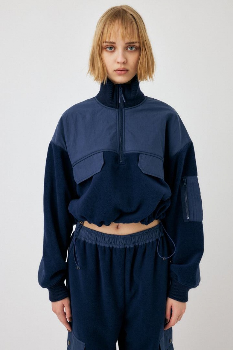 Dámské Halenka Moussy Fleece Combination Top Tmavě Blankyt | NYN2929KP