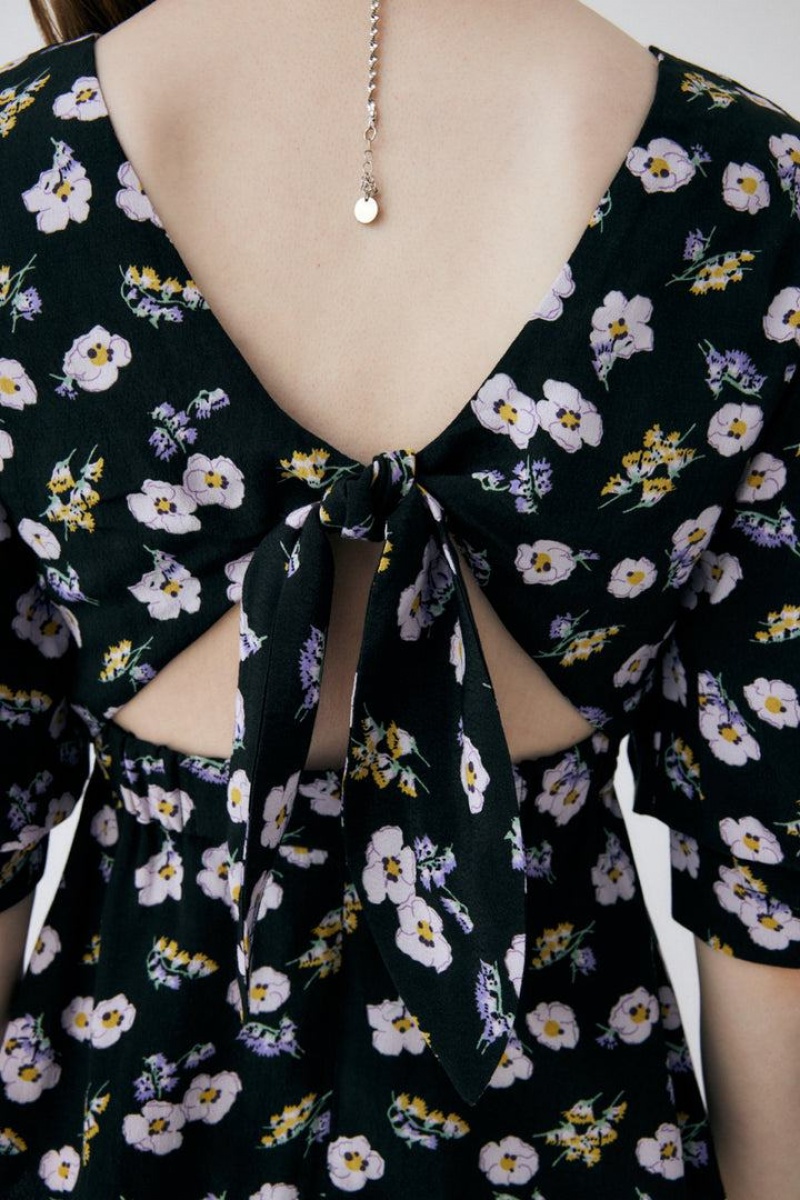 Dámské Halenka Moussy Floral Printed Ribbon Černé | TMC6850IK