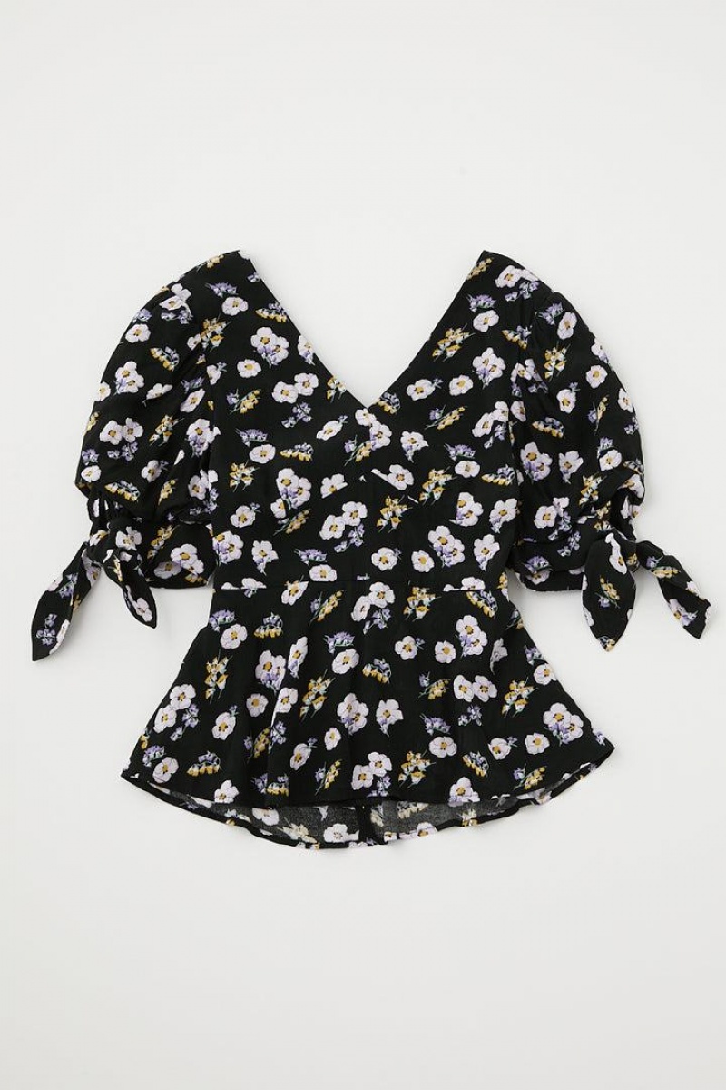 Dámské Halenka Moussy Floral Printed Ribbon Černé | TMC6850IK