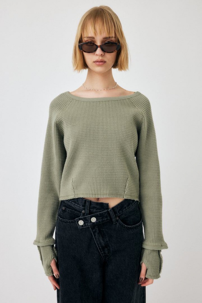 Dámské Halenka Moussy Heavy Waffle Crop Top Světle Šedé | YHC3219KL