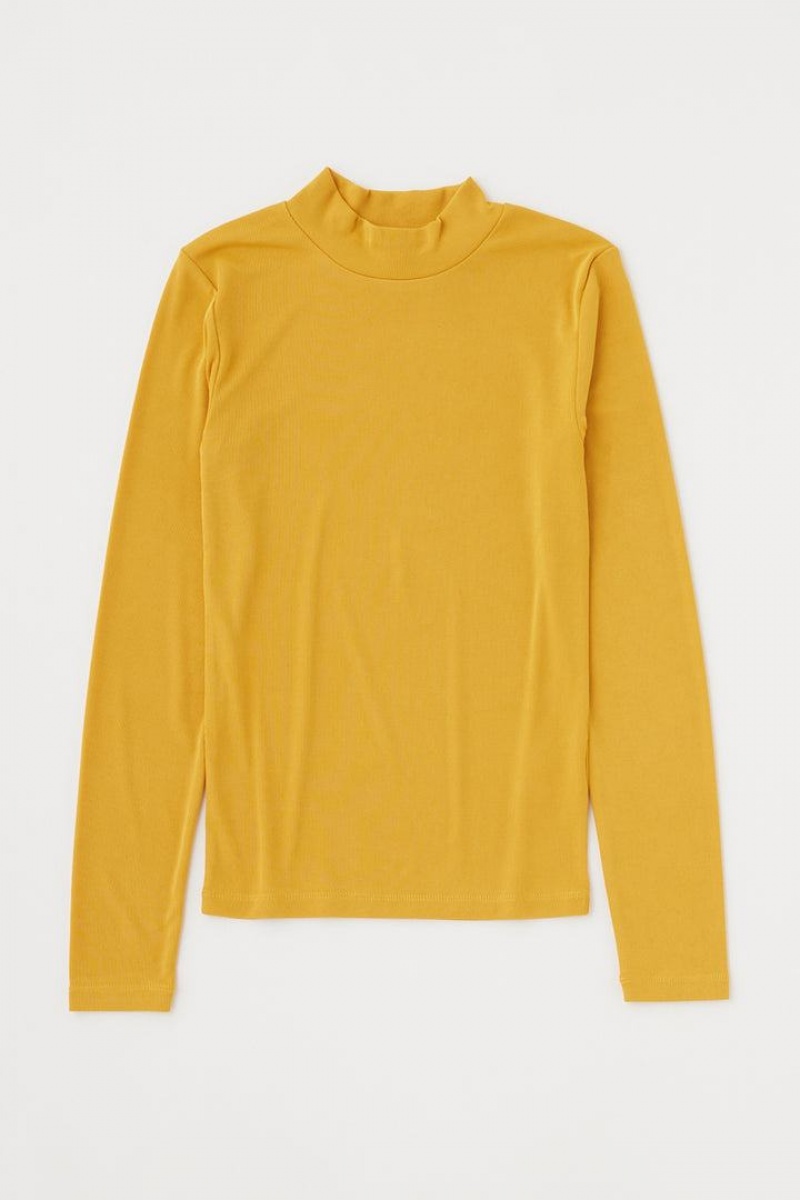 Dámské Halenka Moussy High Neck Skin Top Žluté | HXQ1319JK