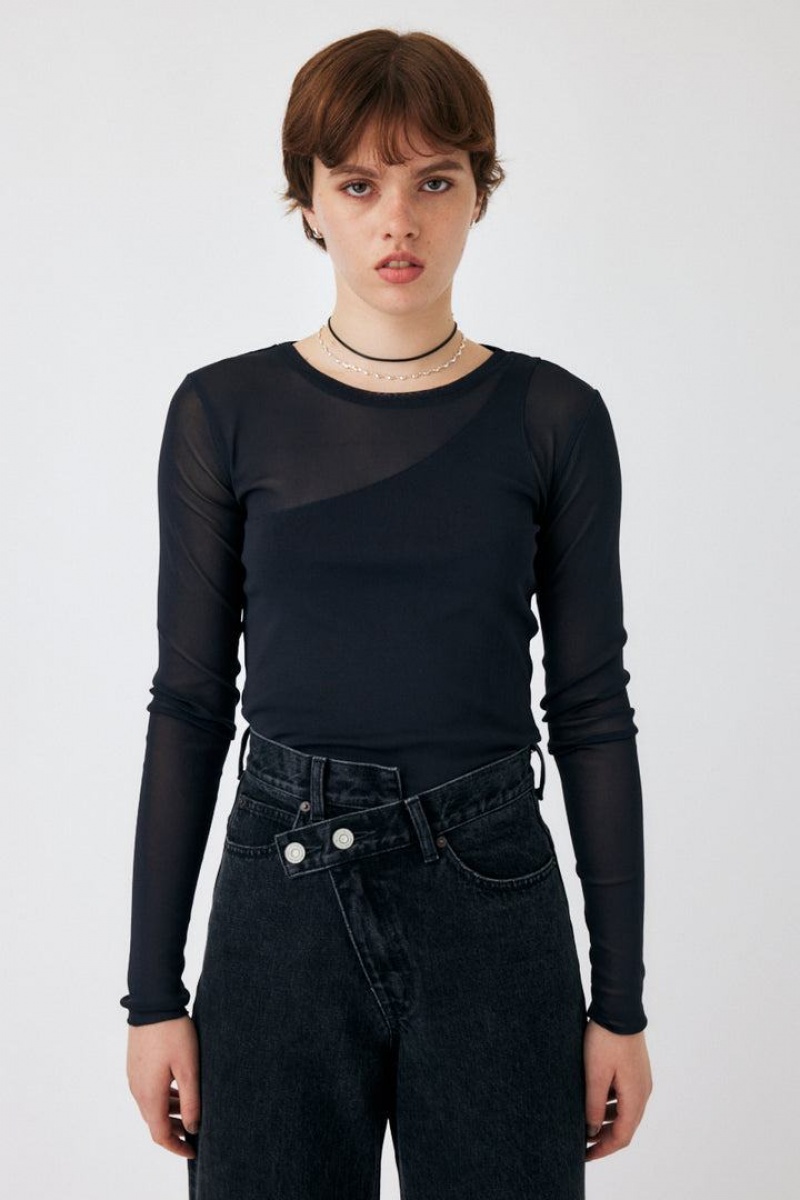 Dámské Halenka Moussy Layered Like Sheer Top Černé | GXZ9143PR