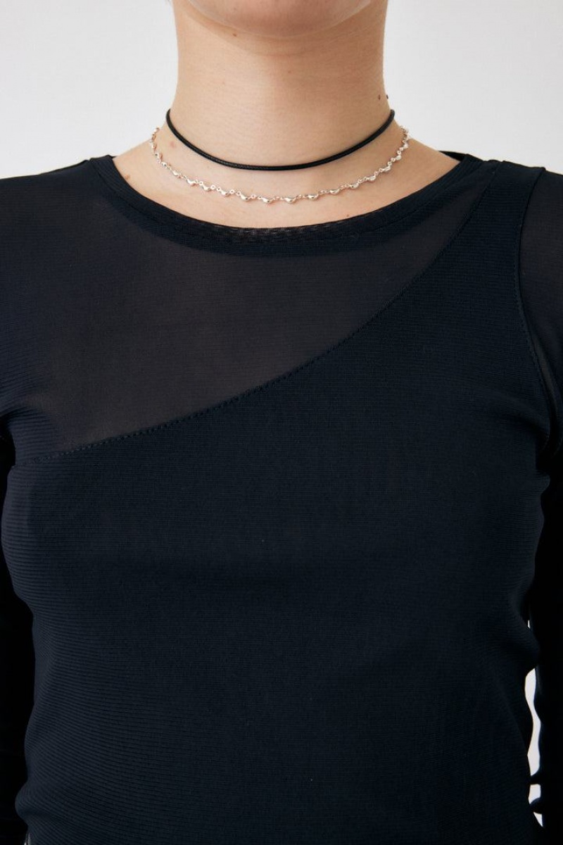 Dámské Halenka Moussy Layered Like Sheer Top Černé | GXZ9143PR