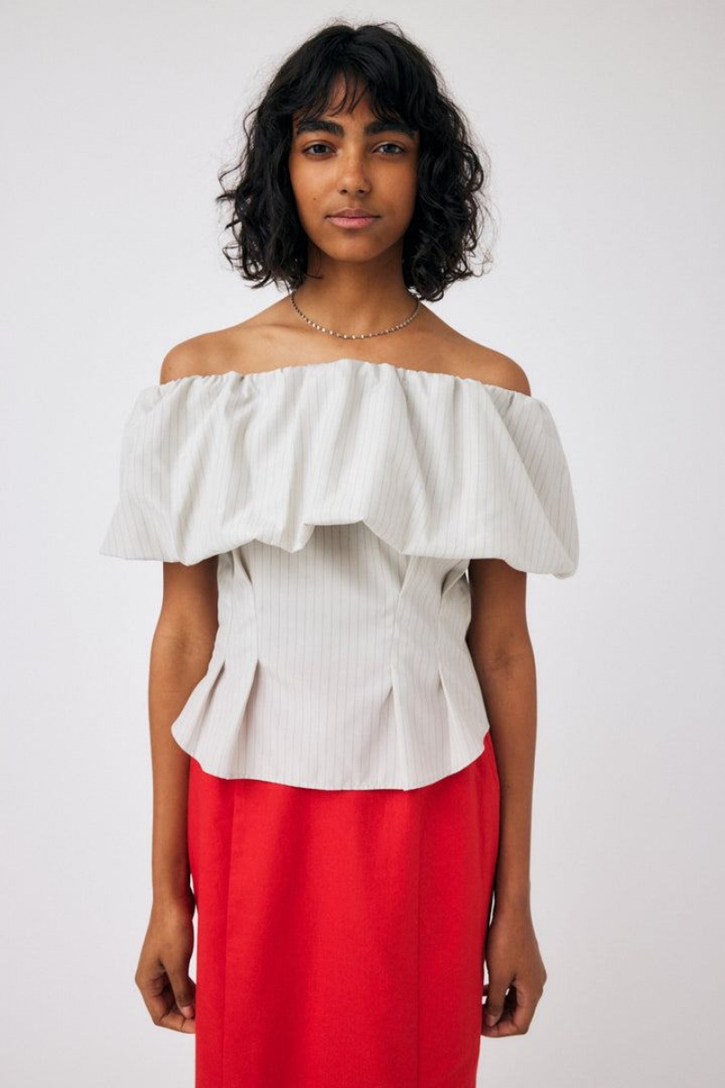 Dámské Halenka Moussy Off Shoulder Tuck Bílé | IBJ1940NN