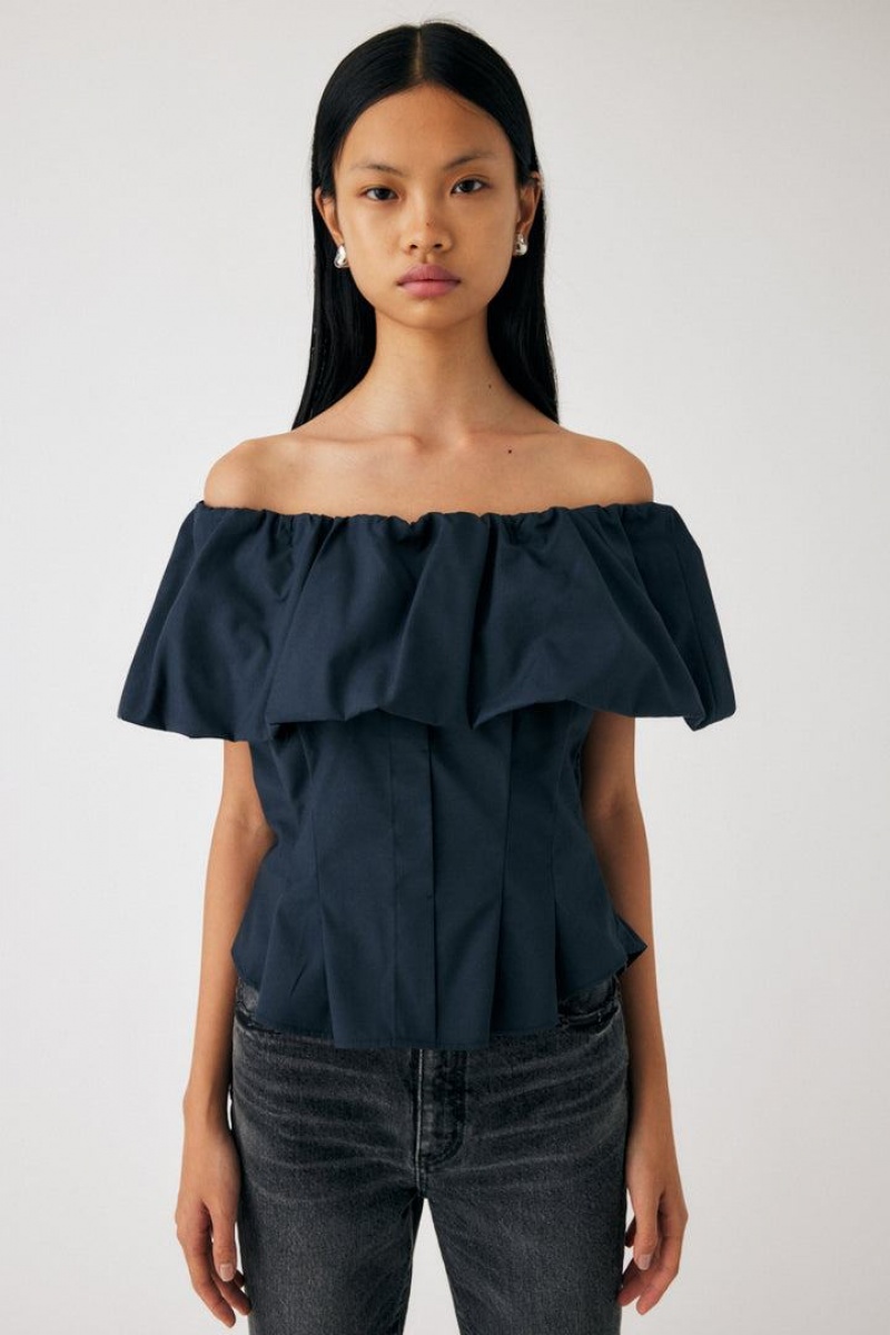 Dámské Halenka Moussy Off Shoulder Tuck Tmavě Blankyt | YXV6174KP