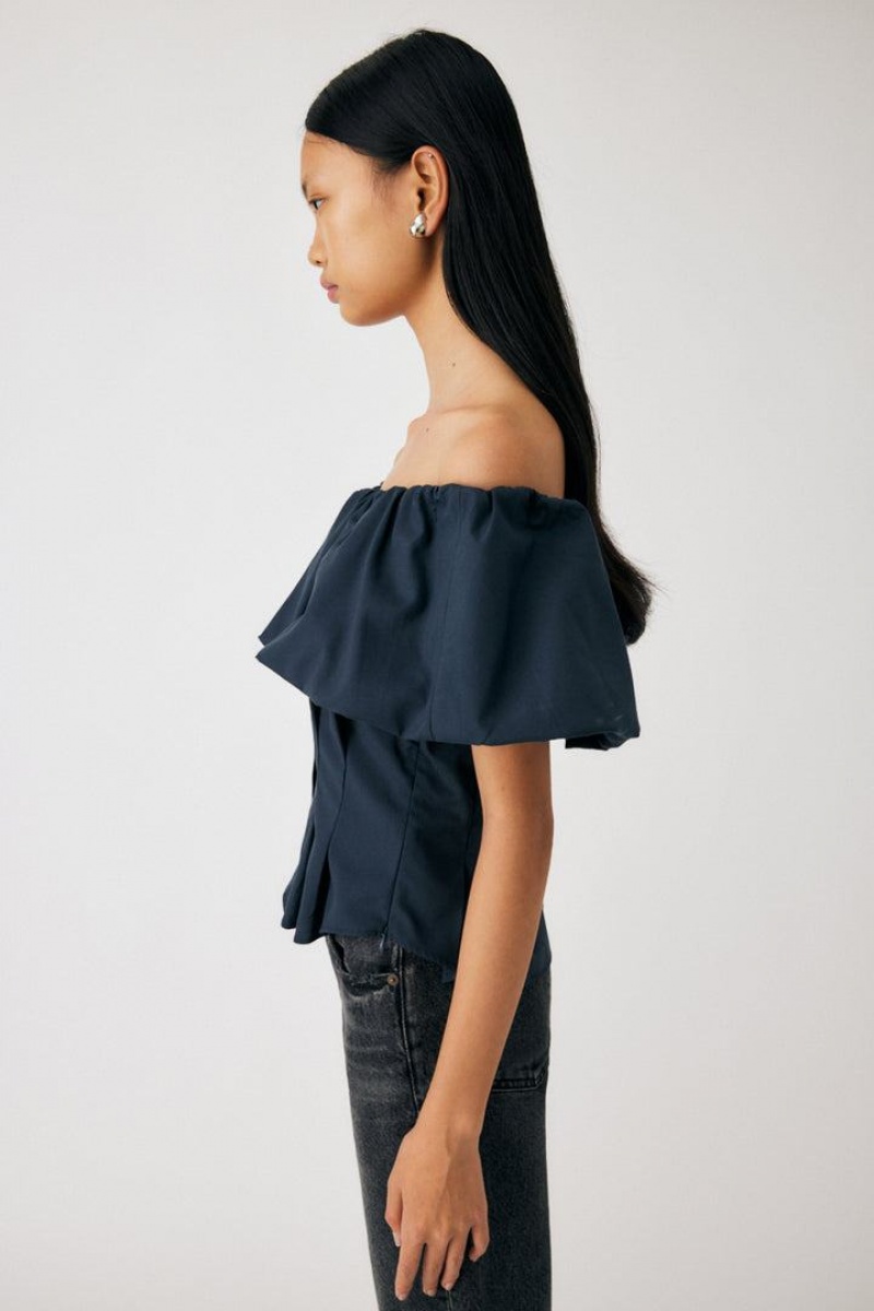 Dámské Halenka Moussy Off Shoulder Tuck Tmavě Blankyt | YXV6174KP