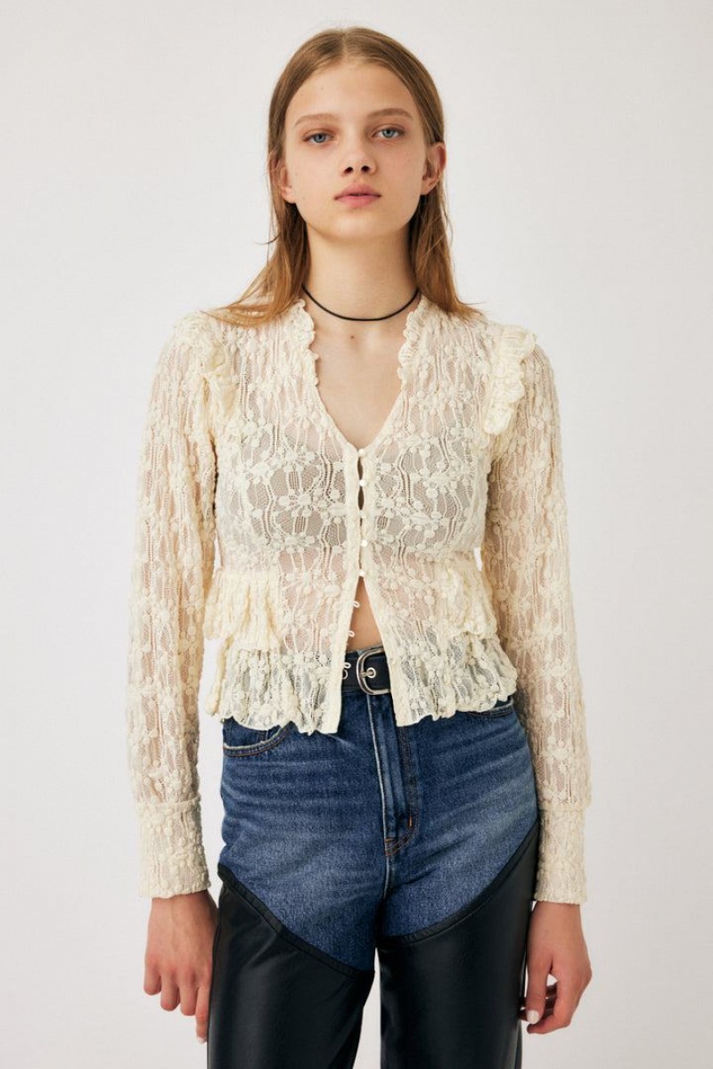 Dámské Halenka Moussy Ruffle Lacy Cut Bílé | QHX2410XK