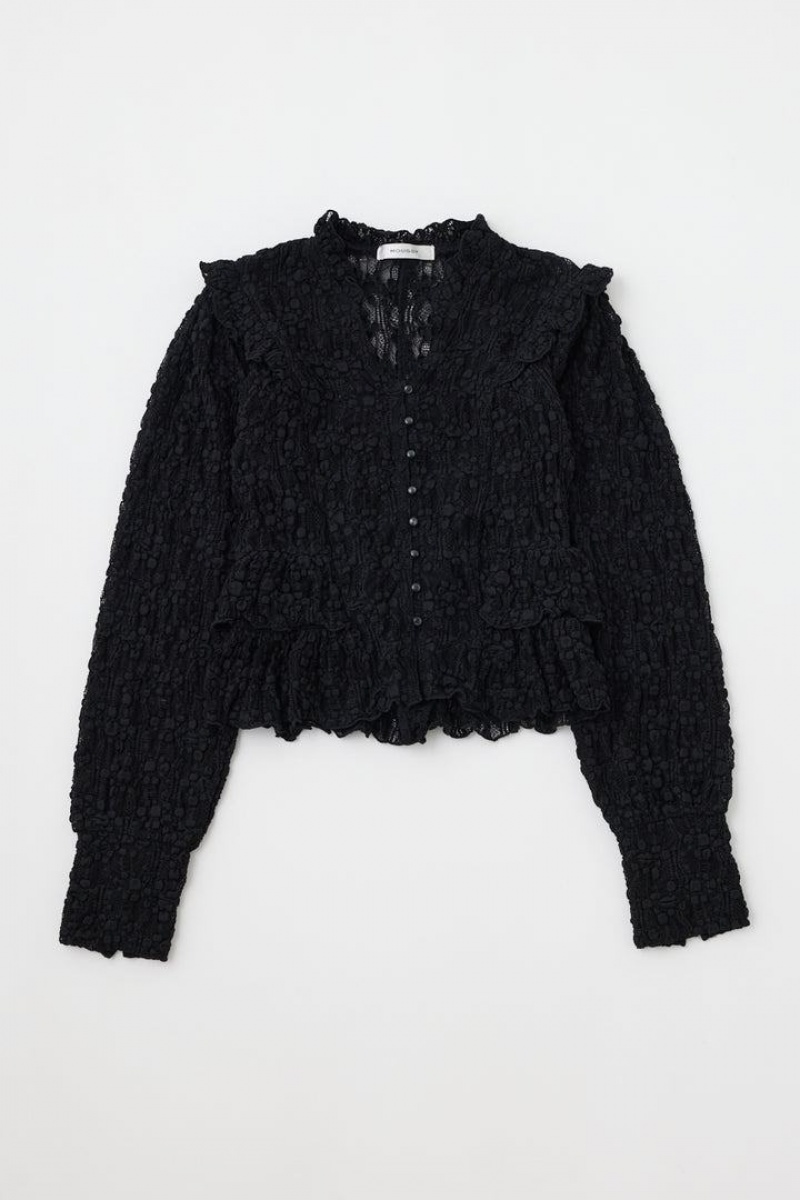 Dámské Halenka Moussy Ruffle Lacy Cut Černé | RVC9419TG