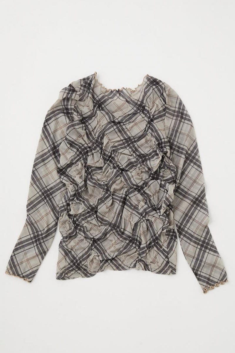 Dámské Halenka Moussy Sheer Check Mellow Top Hnědožlutý | JVV9296US