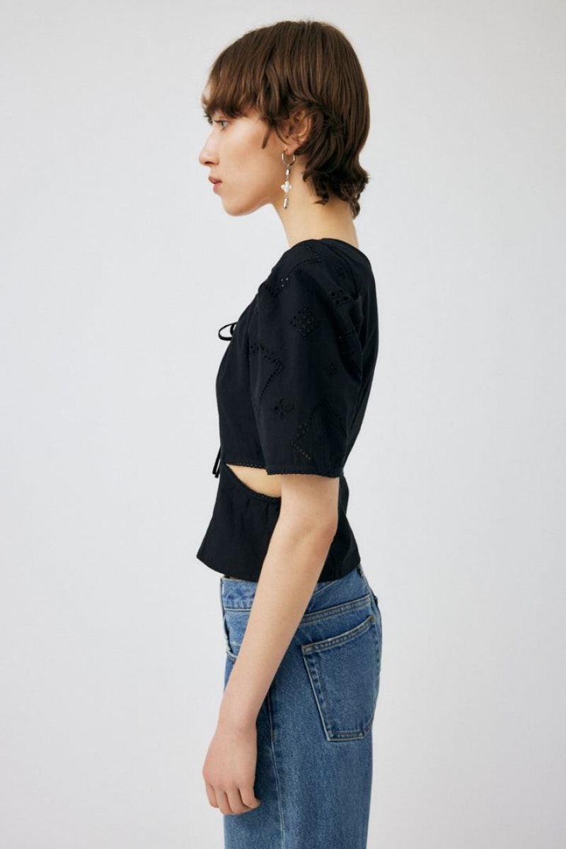 Dámské Halenka Moussy Side Slit Eyelet Černé | TKT8100FL