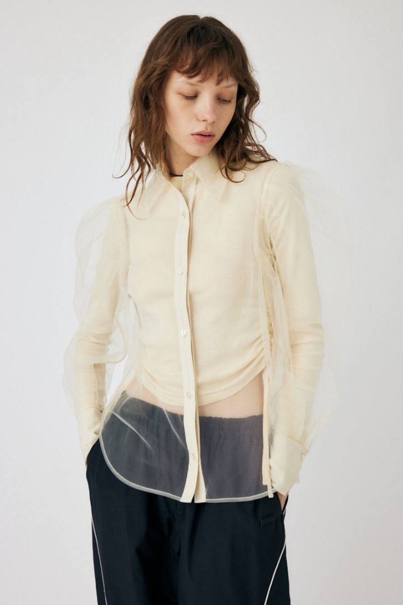 Dámské Halenka Moussy Tulle Layered Shirt Bílé | SGG3732FD